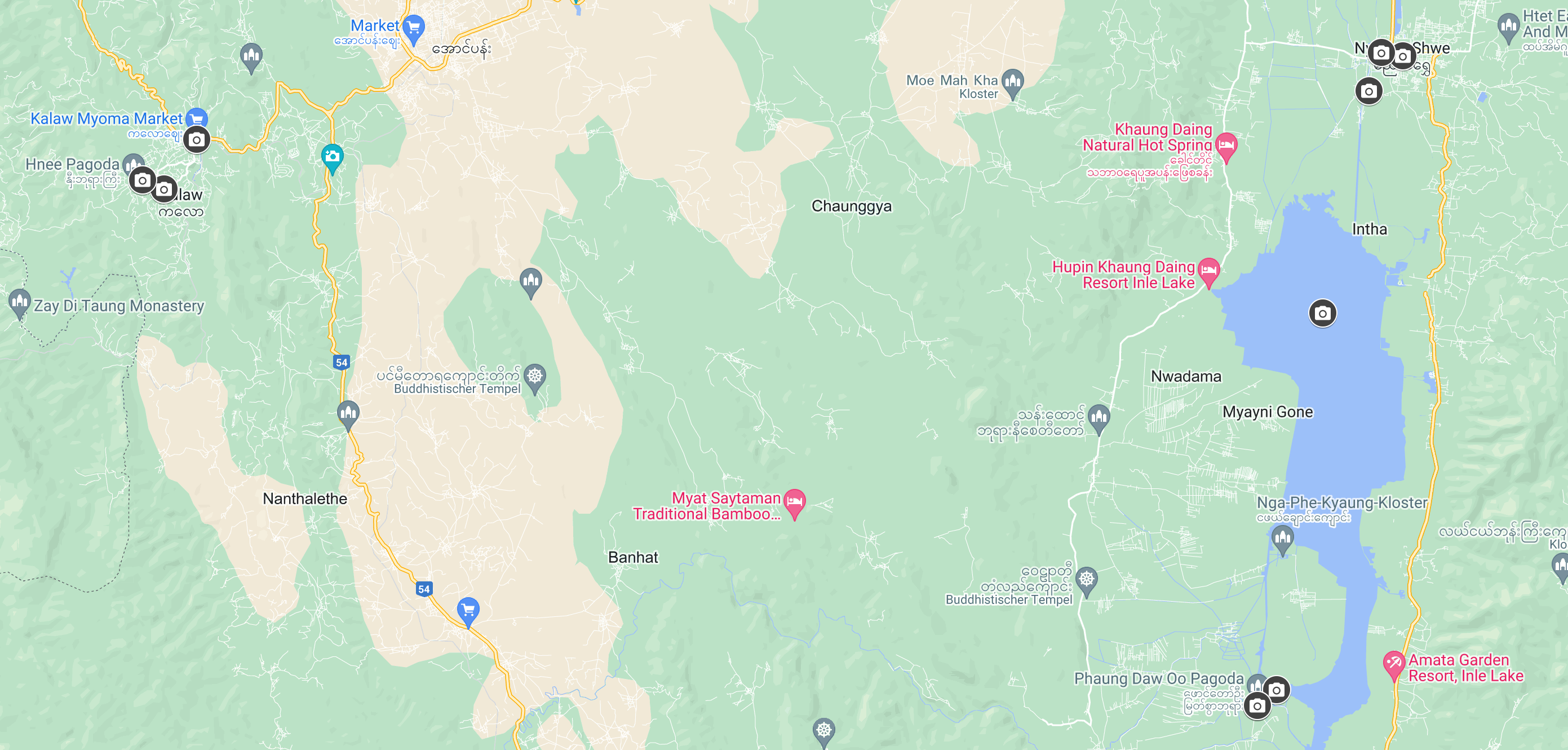 Google Maps Kalaw to Inle Lake Trek