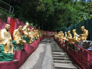 The path with 500 Arhan Statues 10000 Buddhas Monastery Hong Kong