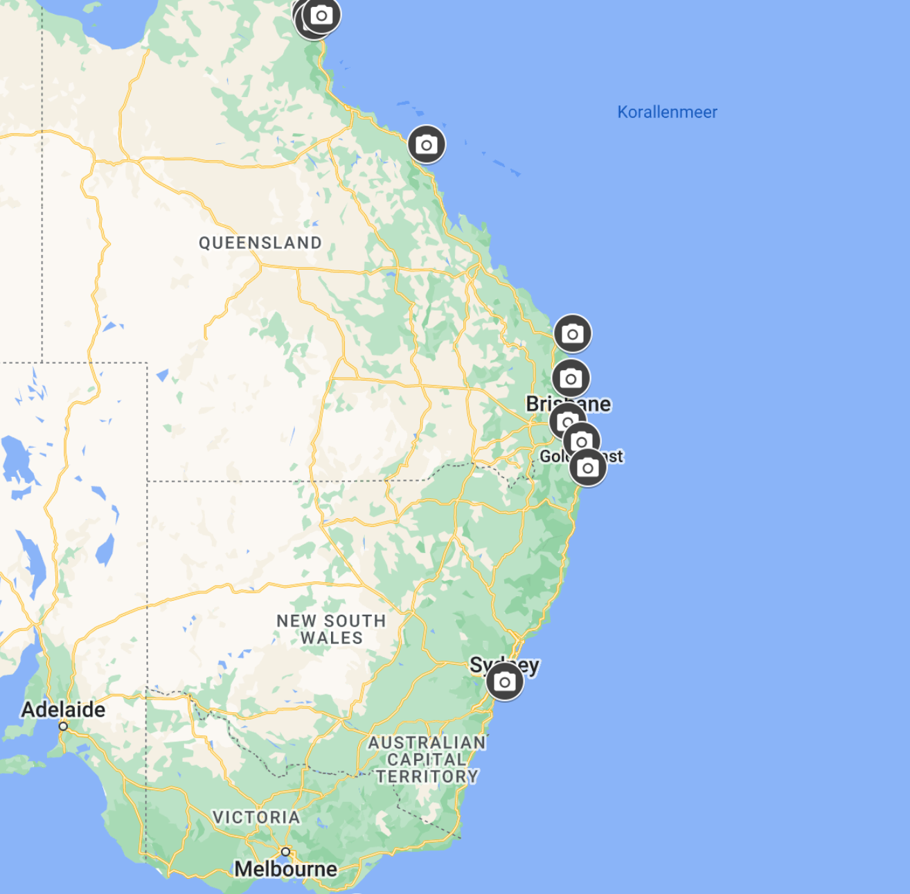 Google Maps East Coast Australia