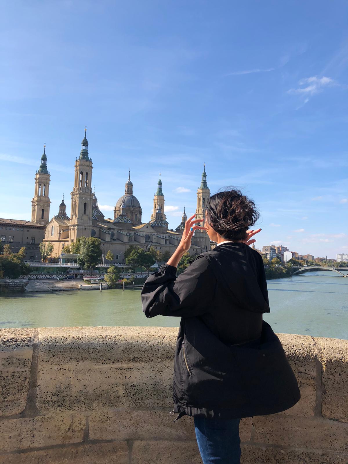 Person Basilica Senora del Pilar Zaragoza Spain